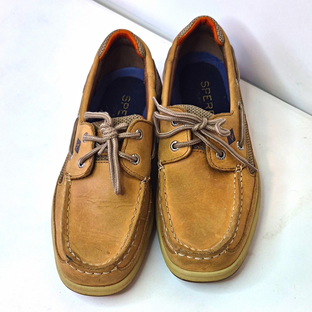 Sperry Top-Sider Men's Tan Leather Boat Shoes Lace Up Casual US 8 M